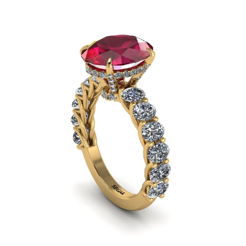 Custom Gold Rings For Engagement Day-4ct Oval Cut Ruby Engagement Ring - Xena No. 10