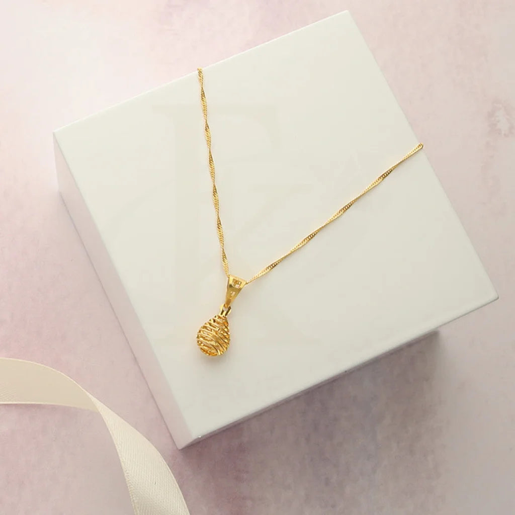 Trendy Pendant Necklace For Casual Look-Gold Necklace (Chain with Pear Shaped Pendant) 21KT - FKJNKL21KM5012