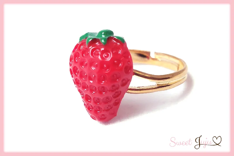 Elegant Custom Engagement Rings For Modern Brides-Fresh Strawberry Ring