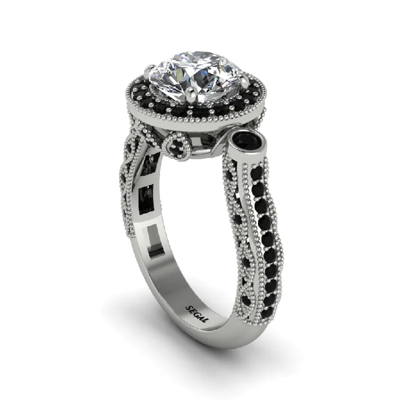 Unique Gemstone Engagement Rings For Modern Brides-Milgrain Halo Pave Diamond Engagement Ring - Mabel No. 33