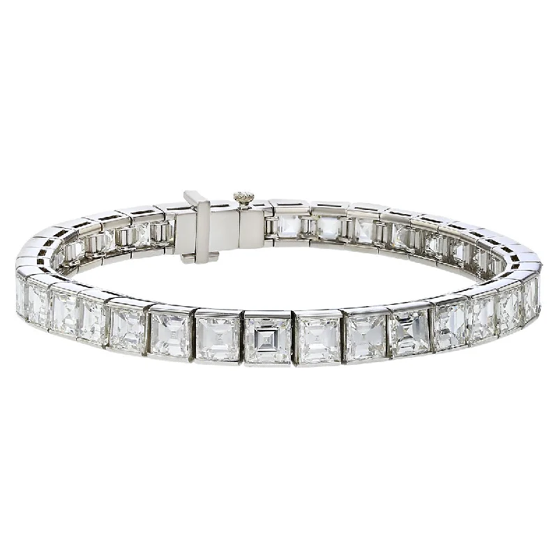 Sports Team Bracelets For Fans-Art Deco Platinum Diamond Straight Line Bracelet