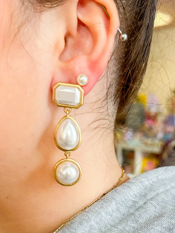 Vintage-Inspired Earrings For Bridal Style-Pearl Accents Drop Earrings