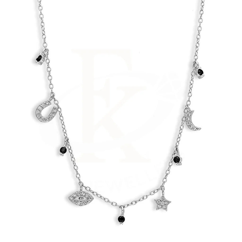 Luxury Diamond Necklace For Formal Events-Sterling Silver 925 Hanging Charm Necklace - FKJNKLSL2643