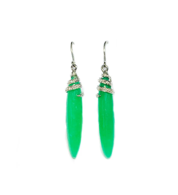 Elegant Drop Earrings For Formal Wear-Jade Cylinder Earrings (14K)