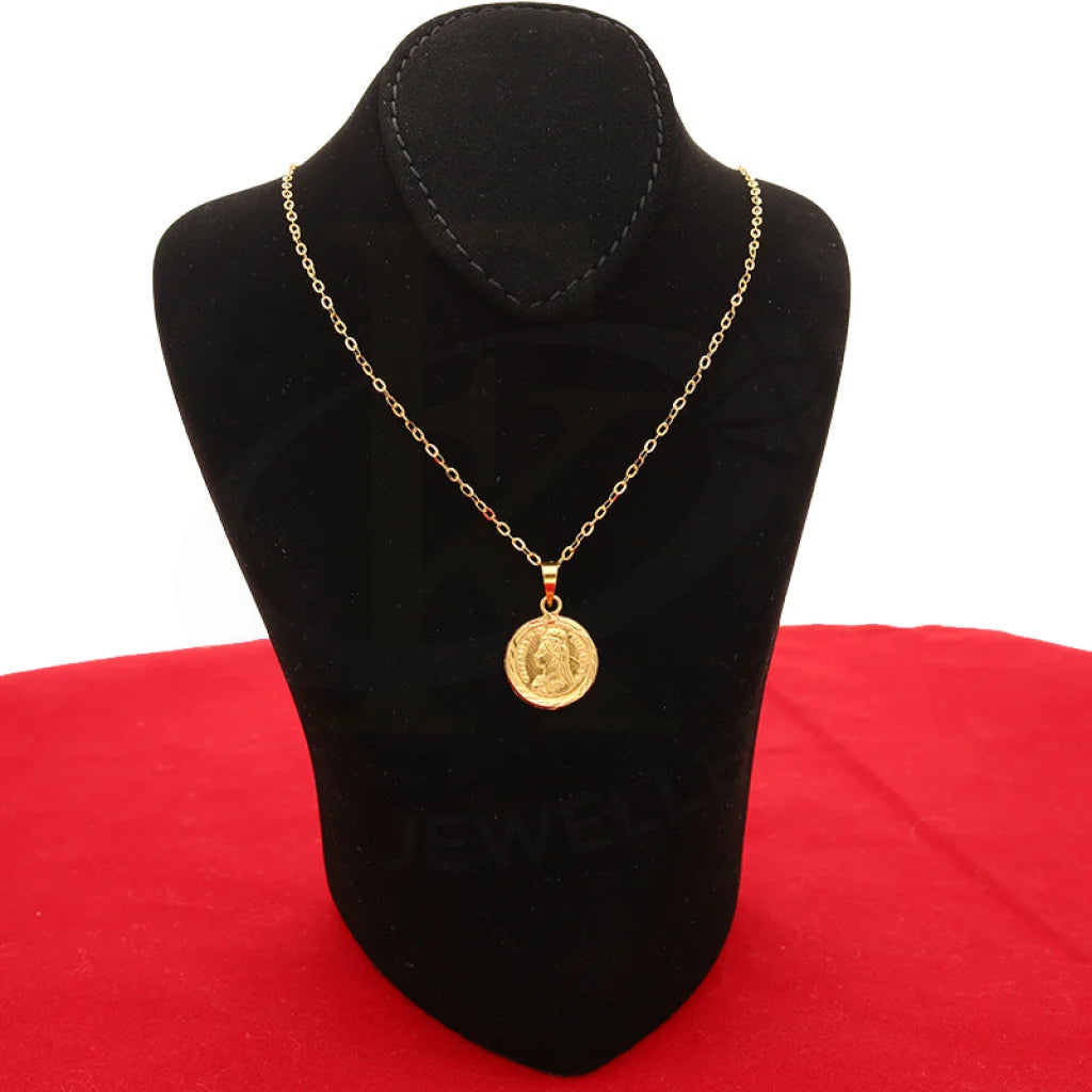 Simple Crystal Necklace For Weddings-Gold Victoria Coin Necklace  (Chain with Pendant) 18KT - FKJNKL18K2393