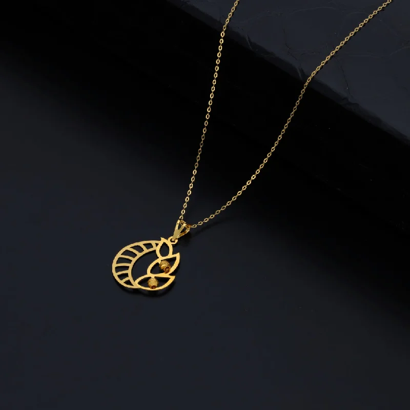 Simple Chain Necklace For Fashionable Look-Gold Necklace (Chain With Intricate Design Shaped Pendant) 21KT - FKJNKL21KM9825