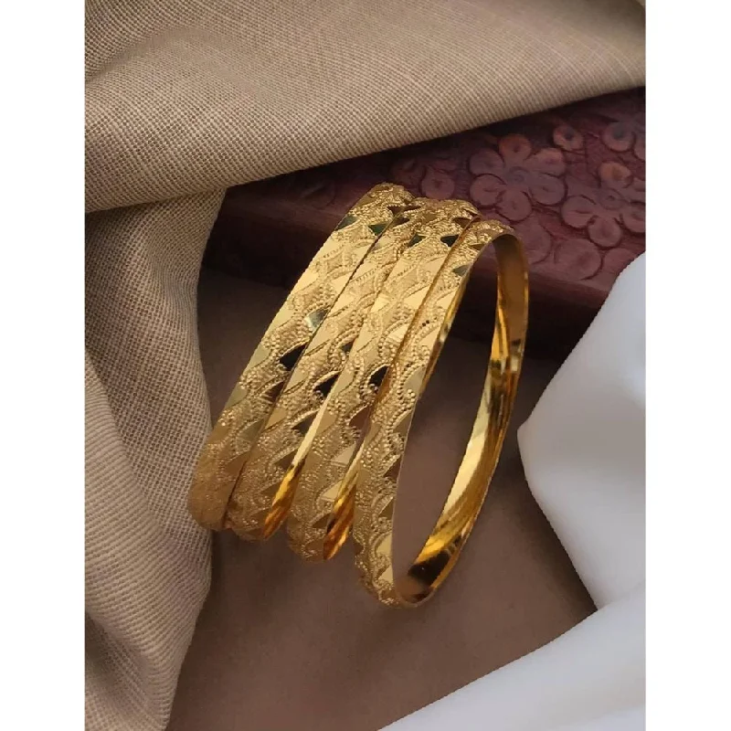 Sparkling Diamond Wedding Bangles For Brides-Akruti Collection Gold Plated Bangles Set