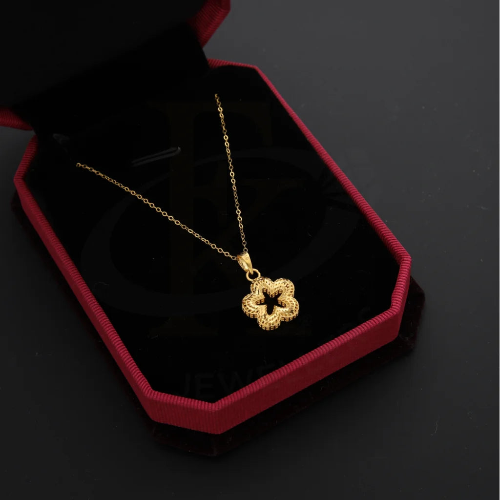 Trendy Nameplate Necklace For Fashion Lovers-Gold Necklace (Chain with Star Flower Shaped Pendant) 21KT - FKJNKL21KM8669