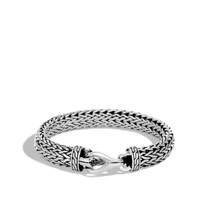 Handmade Adjustable Bracelets-Asli Classic Chain Link Silver Large Flat Chain Bracelet