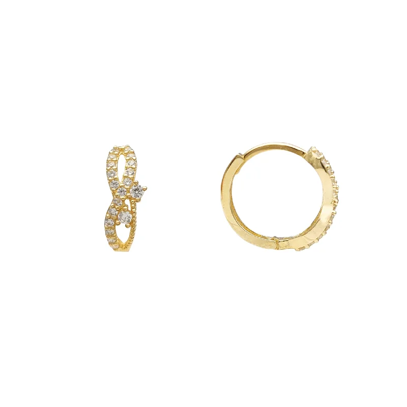 Gold Earrings For Casual Day Wear-Zirconia Figure-8 Huggie Earrings (14K)