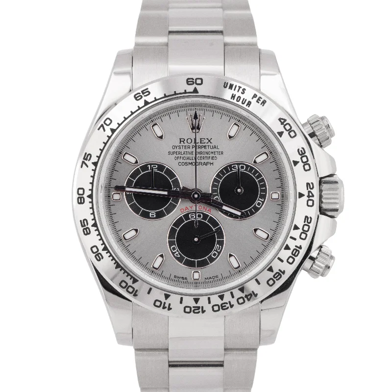 Affordable Watches For Men-MINT PAPERS Rolex Daytona Cosmograph Silver GHOST 18K White Gold 116509 BOX