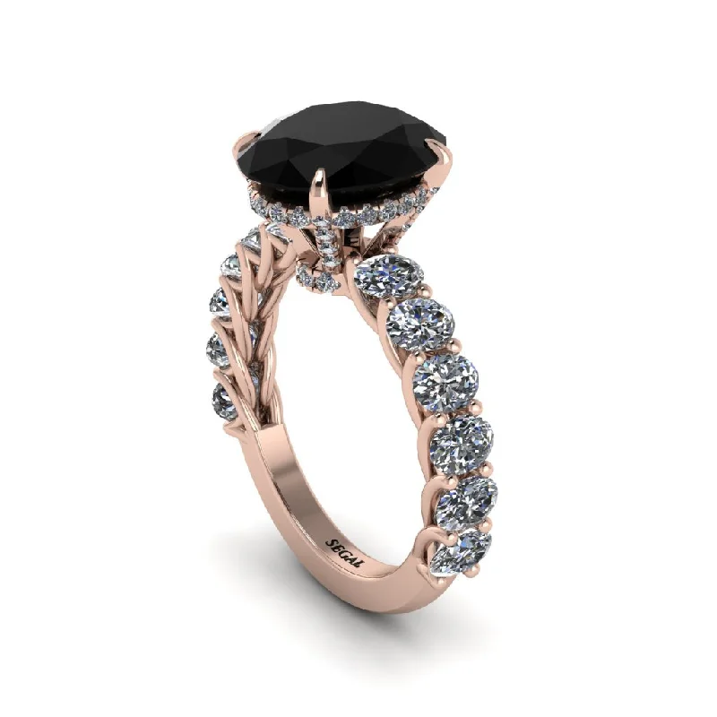 Trendy Wedding Bands For Modern Brides-4ct Oval Cut Black Diamond Engagement Ring - Xena No. 8