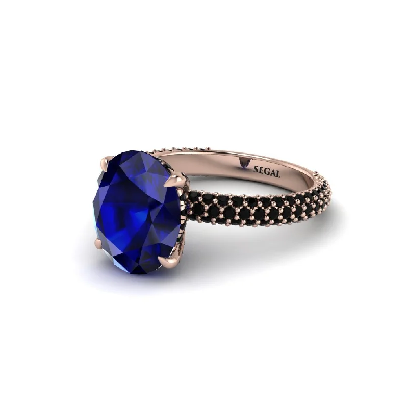 Classic Gemstone Rings For Special Moments-Oval Cut Sapphire Classic Pave Engagement Ring - Irene No. 44