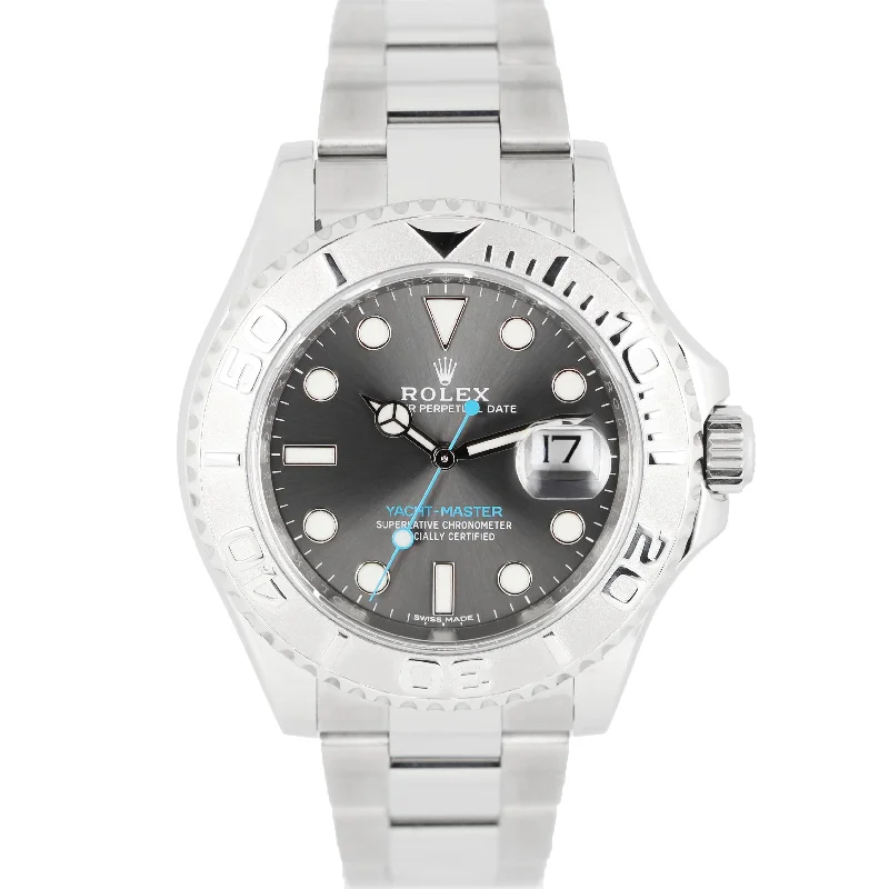 Women’s Watches With Chic Designs-Rolex Yacht-Master Stainless Steel Platinum Rhodium Blue 40mm 116622 Watch