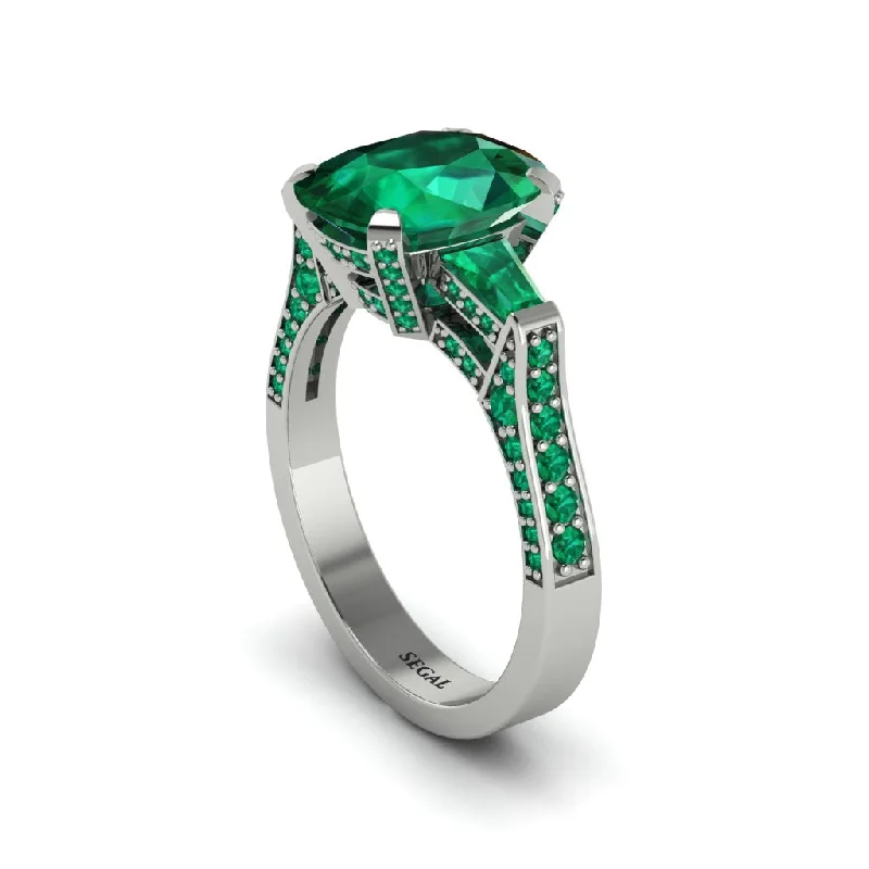 Simple Stacking Rings For Casual Brides-Exclusive Handmade Emerald Geometrical Engagement Ring - Yolanda No. 21