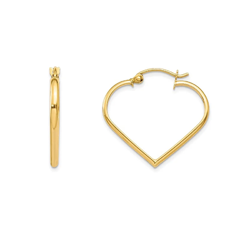 Colorful Resin Earrings For Summer Outfits-[2mm] Heart Shape Hoops Earrings (14K)