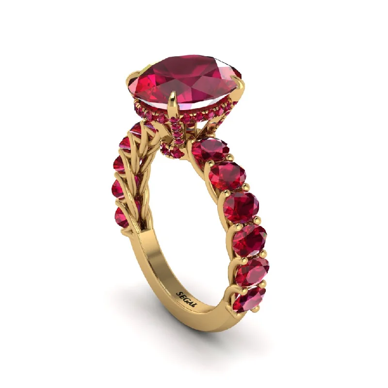 Luxury Gemstone Rings For Special Moments-4ct Oval Cut Ruby Engagement Ring - Xena No. 55