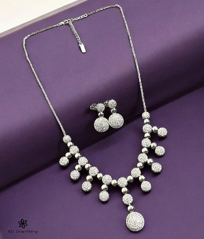 Custom Gemstone Necklace For Bridal Gifts-The Inika Sparkle Silver Necklace & Earrings