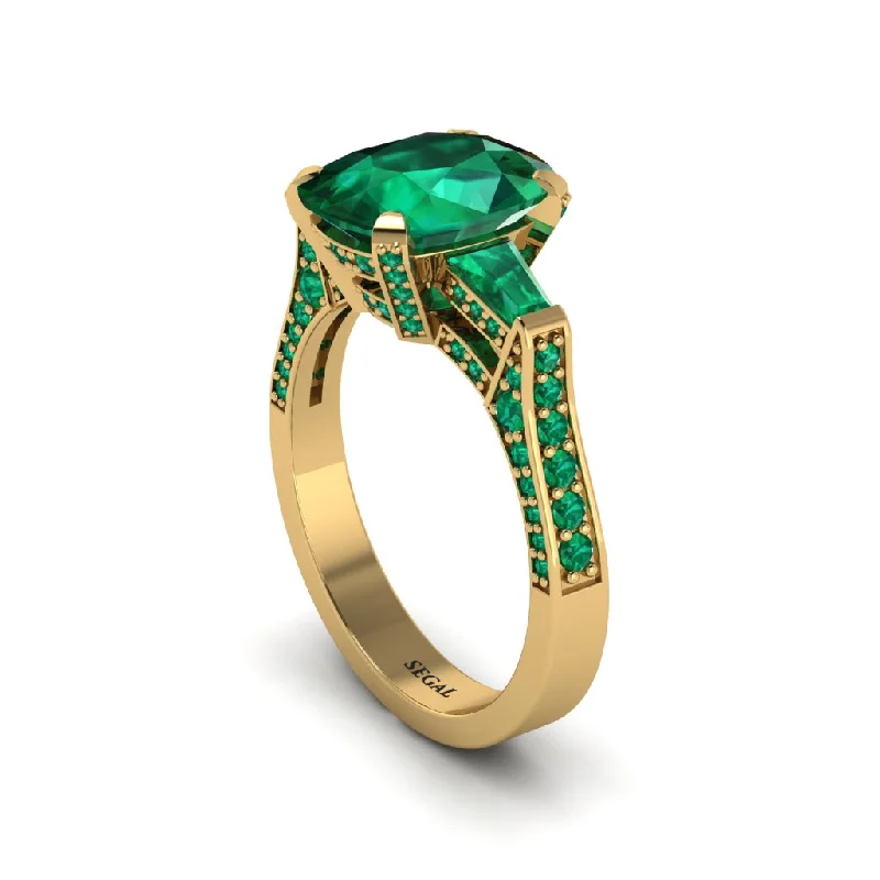 Classic Sapphire Wedding Bands For Brides-Exclusive Handmade Emerald Geometrical Engagement Ring - Yolanda No. 19