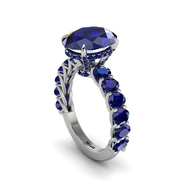 Elegant Stacking Rings For Bridesmaids-4ct Oval Cut Sapphire Engagement Ring - Xena No. 75