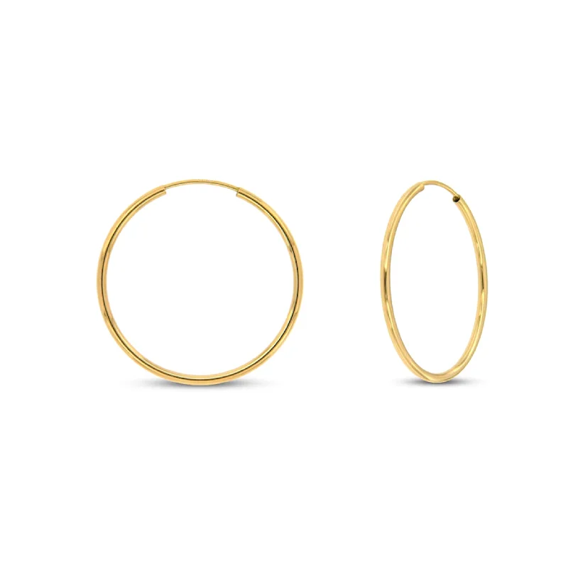 Statement Earrings With Colorful Stones-Lightweight Plain Hoop Earrings (14K)