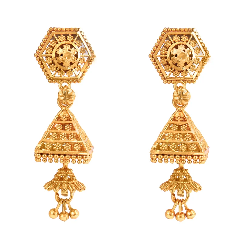 Elegant Drop Earrings For Wedding Guests-Pyramid Bliss Jhumka (Small)