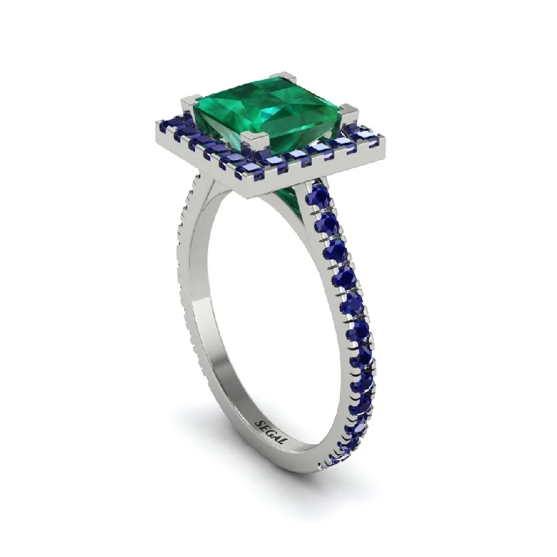 Personalized Engagement Rings For Special Occasions-Princess-Cut Floating Halo Emerald Engagement Ring - Candice No. 66