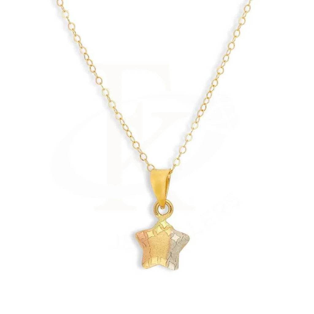 Trendy Layered Necklace For Fashionistas-Gold Necklace (Chain with Tri Tone Star Pendant) 18KT - FKJNKL18K2842