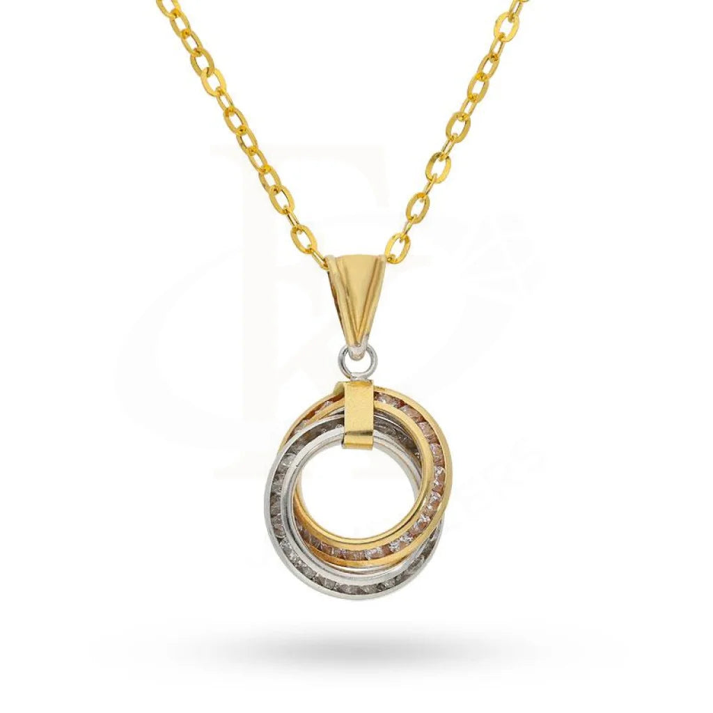 Luxury Heart Necklace For Anniversary Gifts-Gold Necklace (Chain with Rings Pendant) 18KT - FKJNKL18K2037