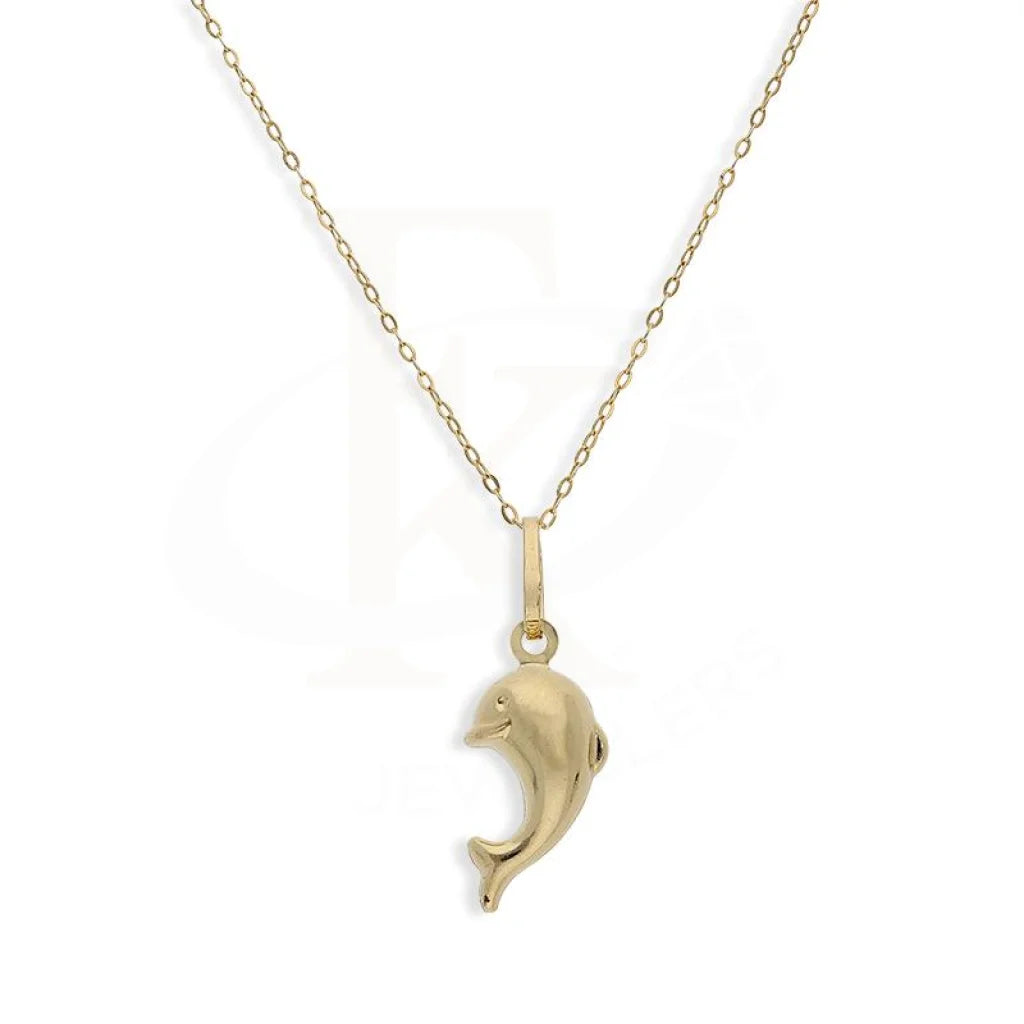 Handcrafted Crystal Necklace For Weddings-Gold Necklace (Chain with Dolphin Shaped Pendant) 18KT - FKJNKL18K2253