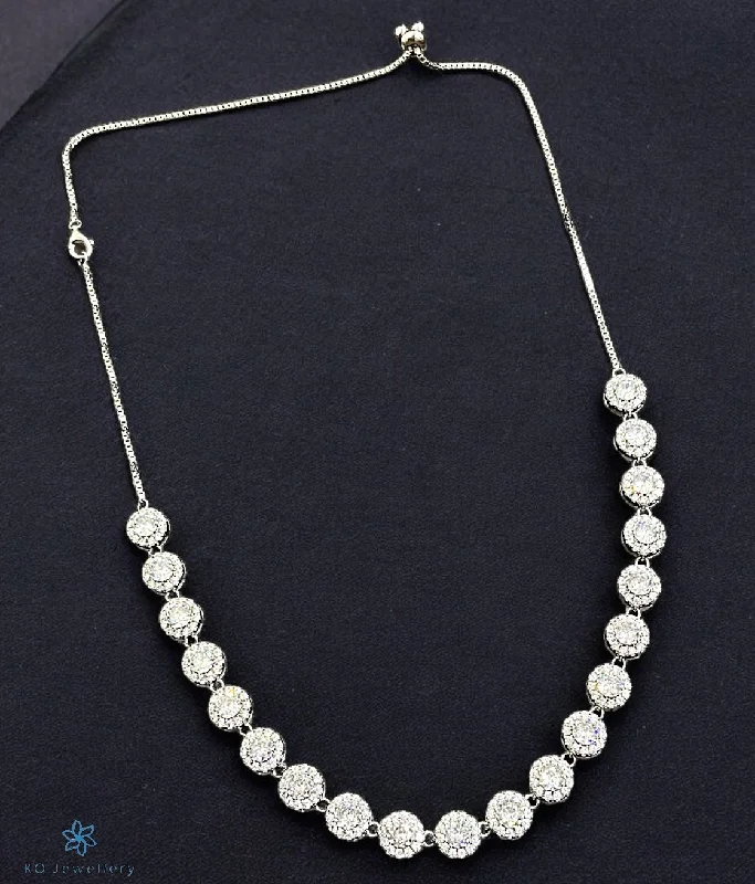 Classic Gemstone Necklace For Wedding Guests-The Viha Sparkle Silver Necklace