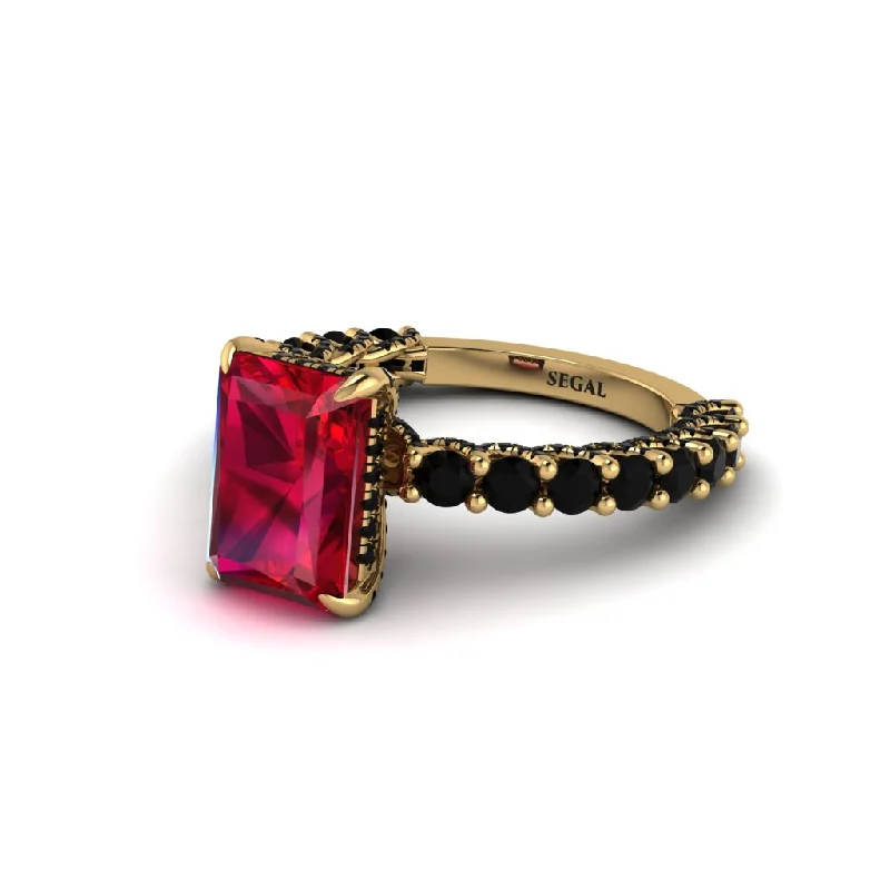 Custom Gemstone Rings For Anniversary Celebrations-Vintage Radiant Cut Ruby Engagement Ring - Renee No. 40