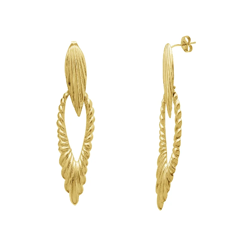 Sparkling Hoop Earrings For Parties-Dangling Fancy Stud Earrings (14K)