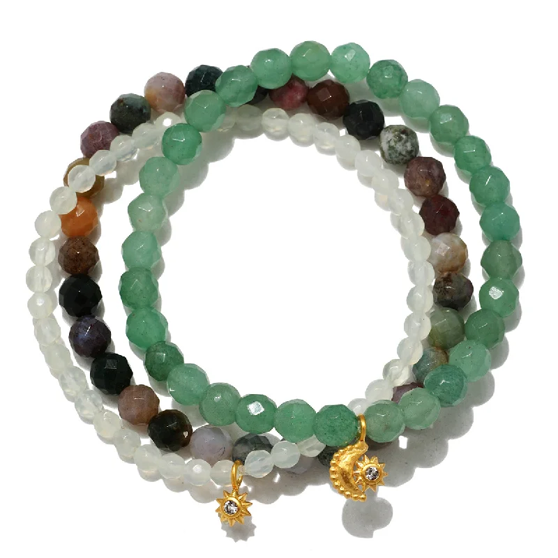 Personalized Engraved Bracelets For Men-Manifest Peace Gemstone Bracelet Set