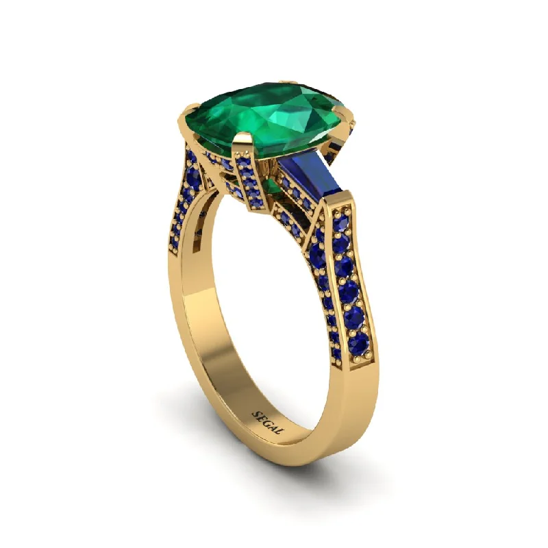 Personalized Gold Engagement Rings For Bridesmaids-Exclusive Handmade Emerald Geometrical Engagement Ring - Yolanda No. 64