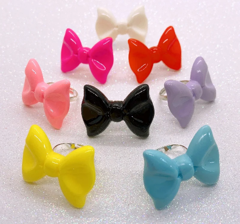 Elegant Wedding Rings For Custom Designs-Instant Shipping! Shiny Bow Ring (8 Colors)