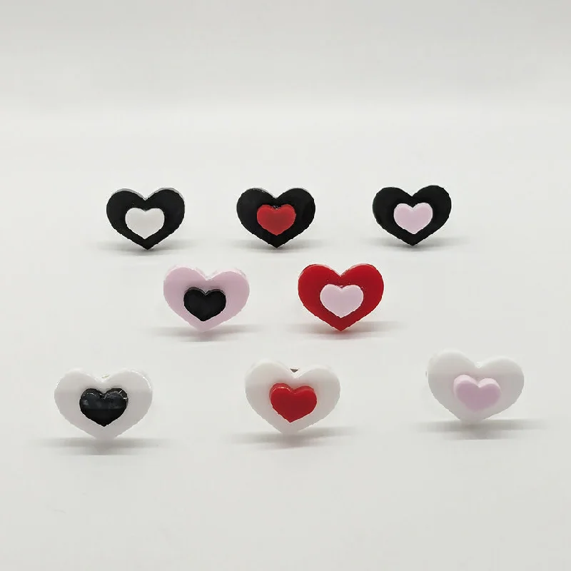 Elegant Stacking Rings For Casual Wear-Lil Double Decker Heart Ring