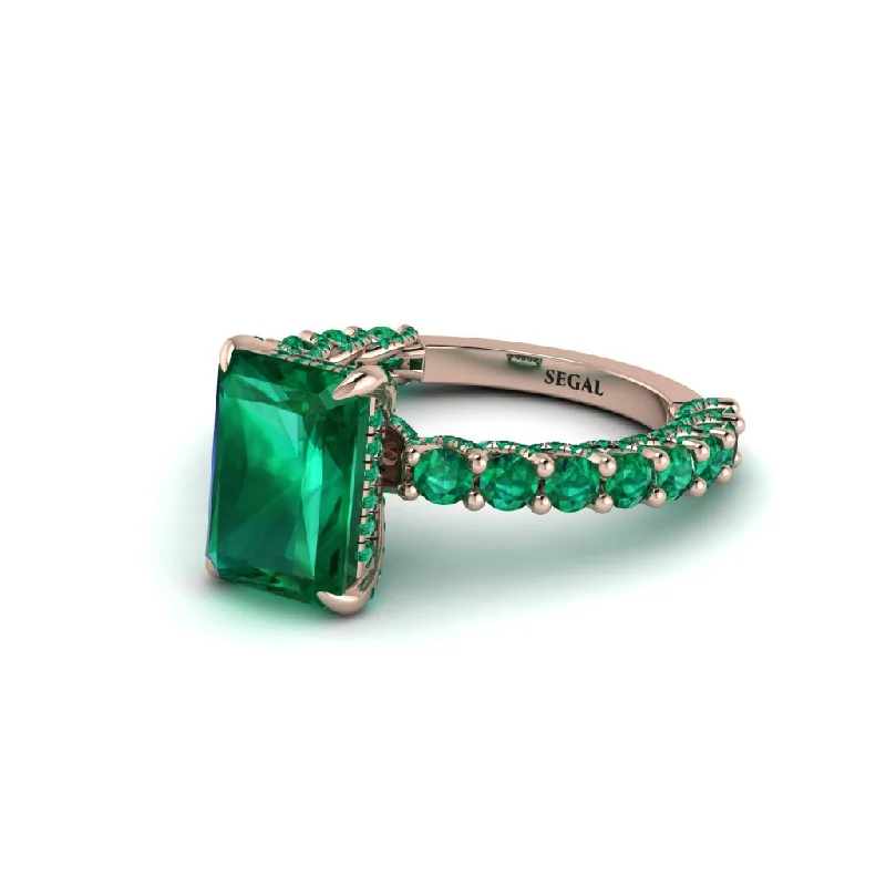 Classic Wedding Rings With Gemstone Details-Vintage Radiant Cut Emerald Engagement Ring - Renee No. 20