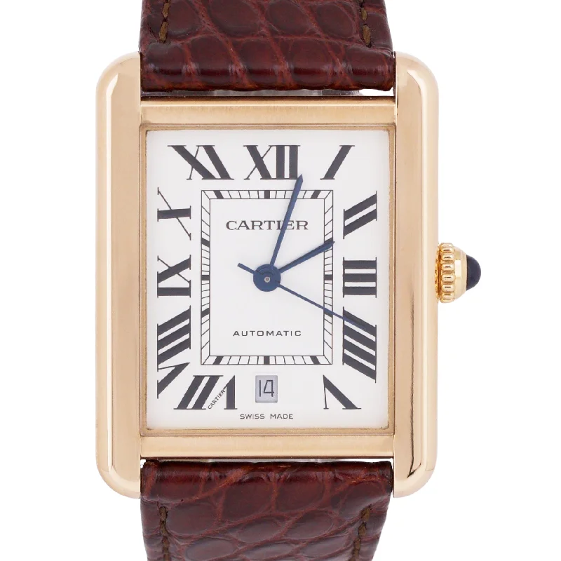 Stylish Men’s Watches With Mesh Bands-Cartier Tank Solo XL 18K Rose Gold ROMAN 31mm x 40.8mm Leather 3799 W5200026 BOX