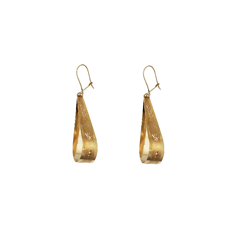 Lightweight Earrings For Comfortable Wear-Flat Drop Hanging Earrings (10K)