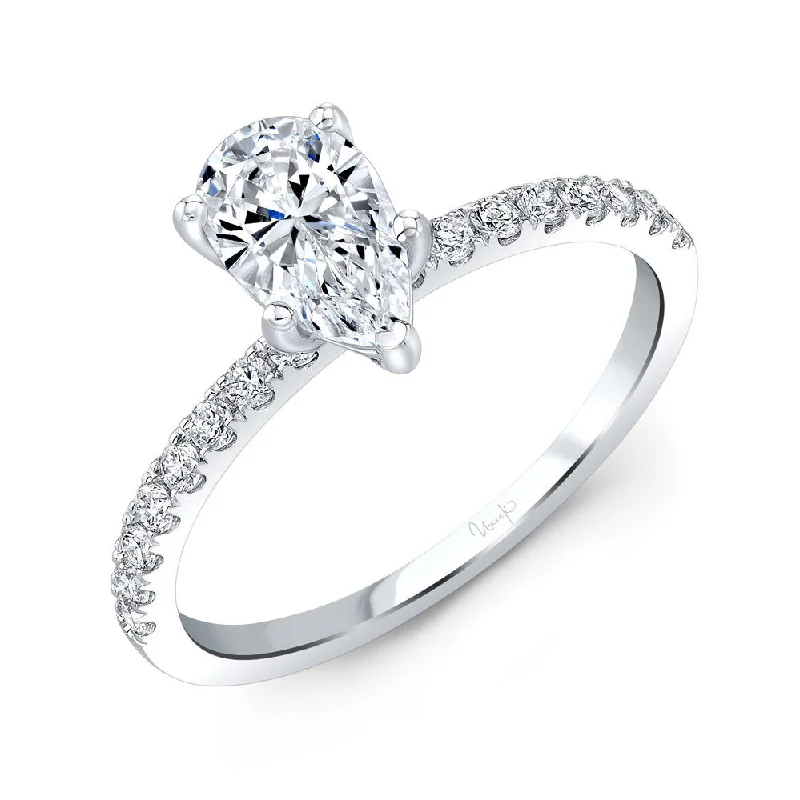 Simple Engagement Rings For Timeless Weddings-Uneek Best of the Best Collection Straight Pear Shaped Engagement Ring