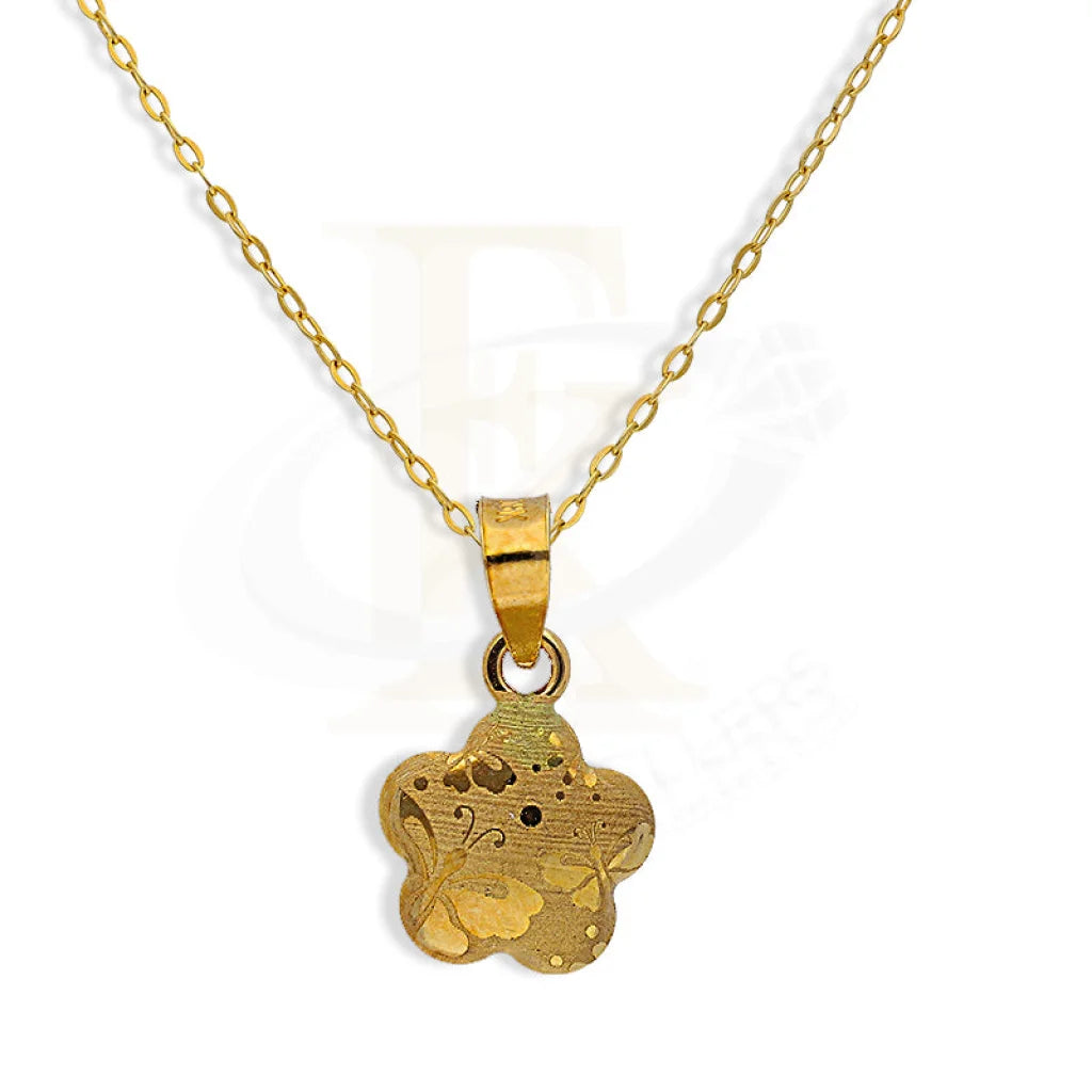 Unique Gold Necklace For Special Gifts-Gold Necklace (Chain With Flower Pendant) 18KT - FKJNKL18K3121