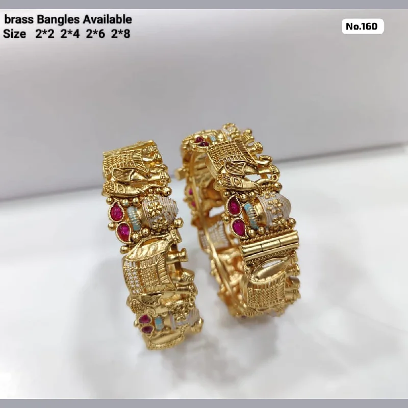 Elegant Gemstone Bangles For Bridal Jewelry-JCM Brass Elephant Bangles Set