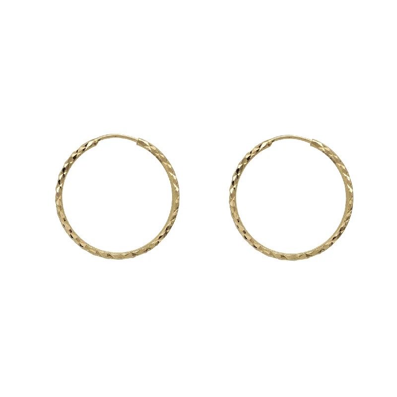 Handmade Earrings With Natural Materials-Yellow Faceted-cuts Hoop Earrings (14K)