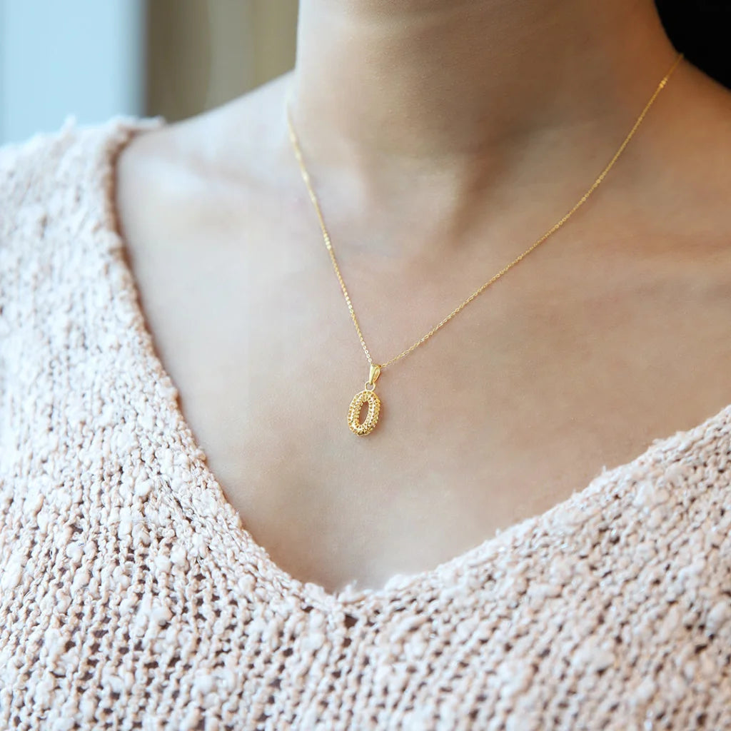 Elegant Beaded Necklace For Casual Wear-Gold Necklace (Chain With Oval Shaped Hollow Pendant) 21KT - FKJNKL21KM7942