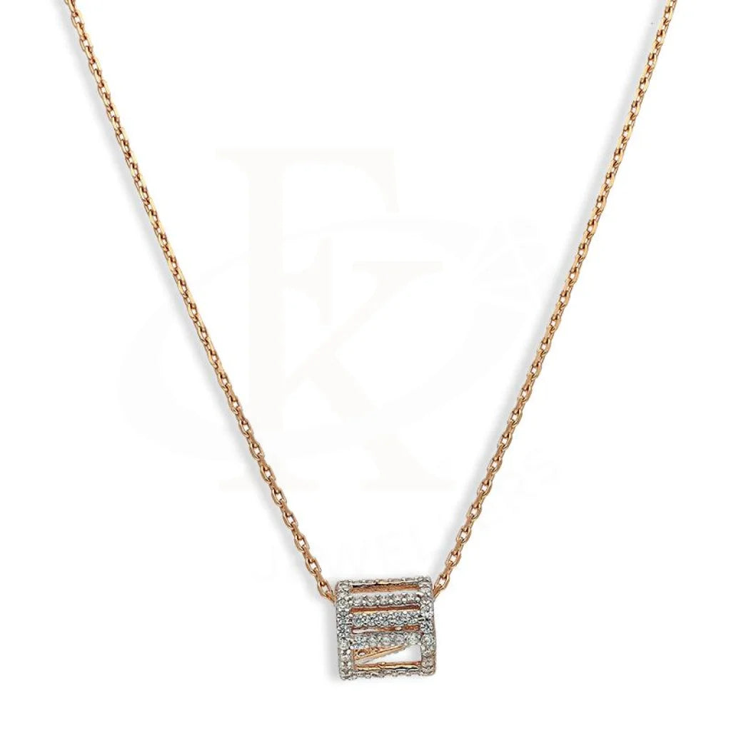 Sparkling Sapphire Necklace For Weddings-Sterling Silver 925 Rose Gold Plated Necklace - FKJNKLSL2660