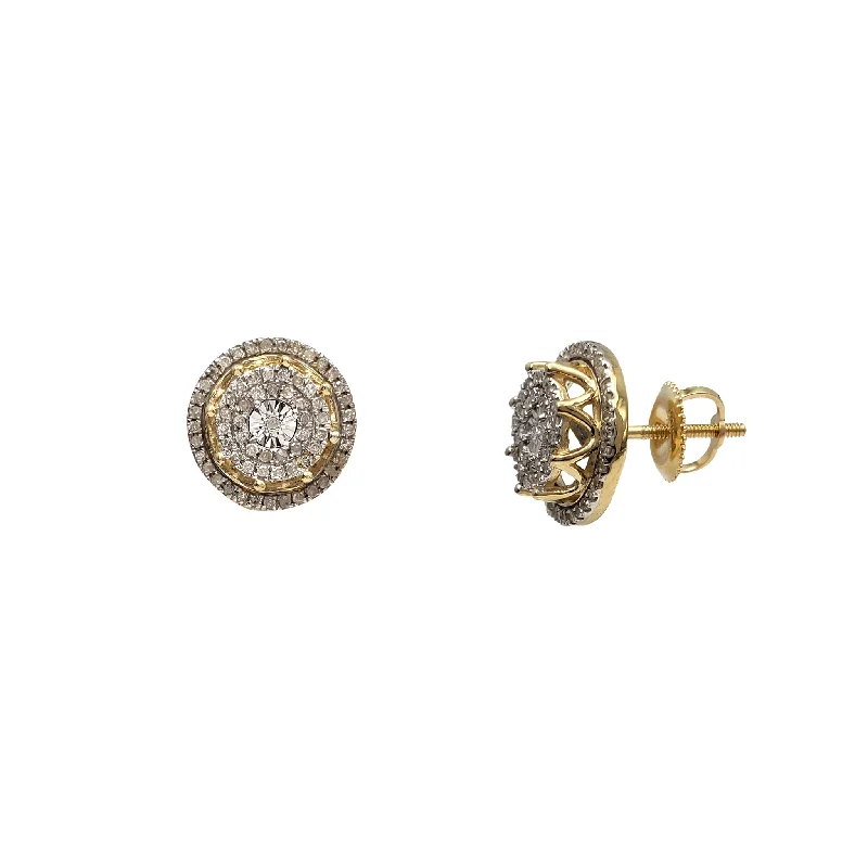 Simple Pearl Earrings For Casual Look-Diamond King Crown Stud Earrings (10K)