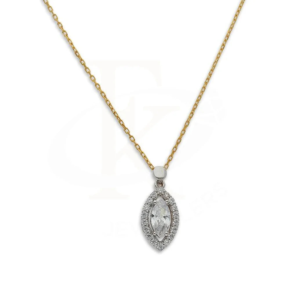 Personalized Chain Necklace For Fashion Lovers-Gold Marquise Shaped Solitaire Necklace 21KT - FKJNKL21K2388