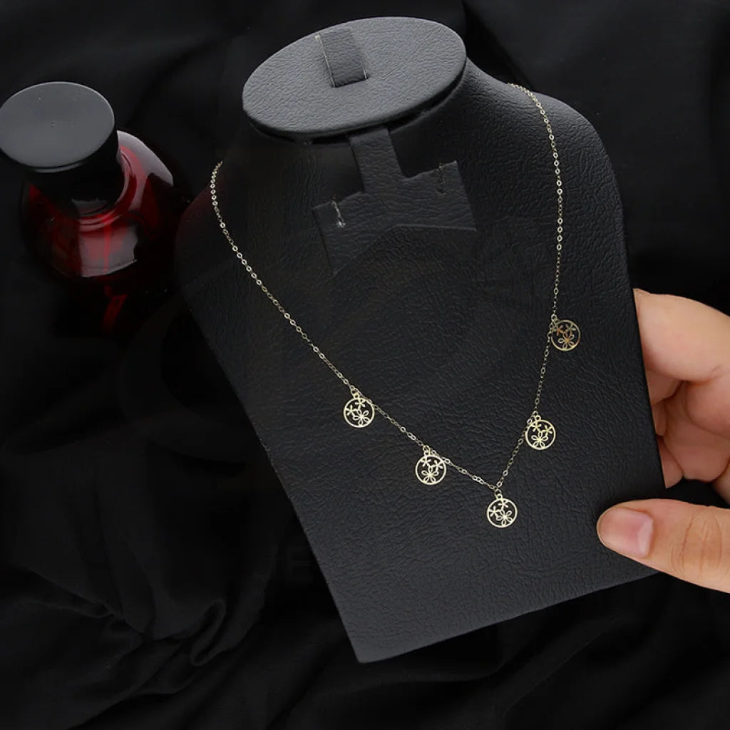 Trendy Crystal Necklace For Evening Wear-Gold Flowers Necklace 18KT - FKJNKL18KM5340