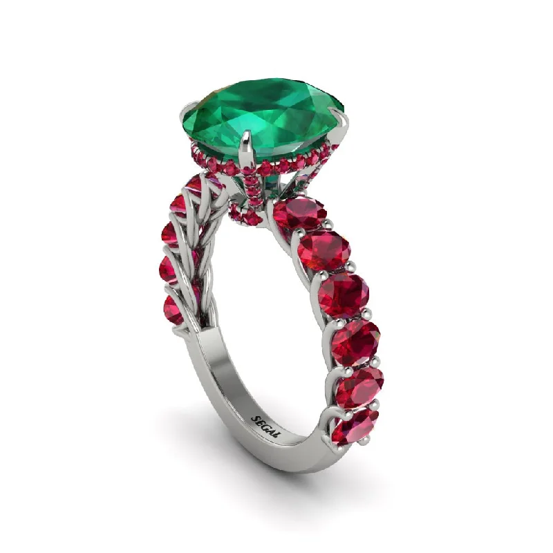 Custom Gemstone Rings For Anniversary Celebrations-4ct Oval Cut Emerald Engagement Ring - Xena No. 51